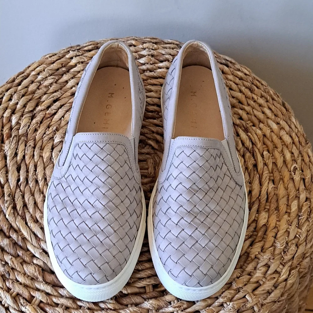 M. Gemi Womens The Cerchio Grey Woven Leather Loafer‎ Sneaker EU39/US8.5